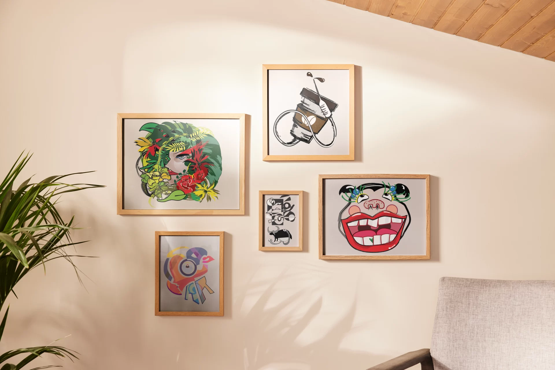 This mockup showcases some of ideograms can be presented as the wall art poster.
