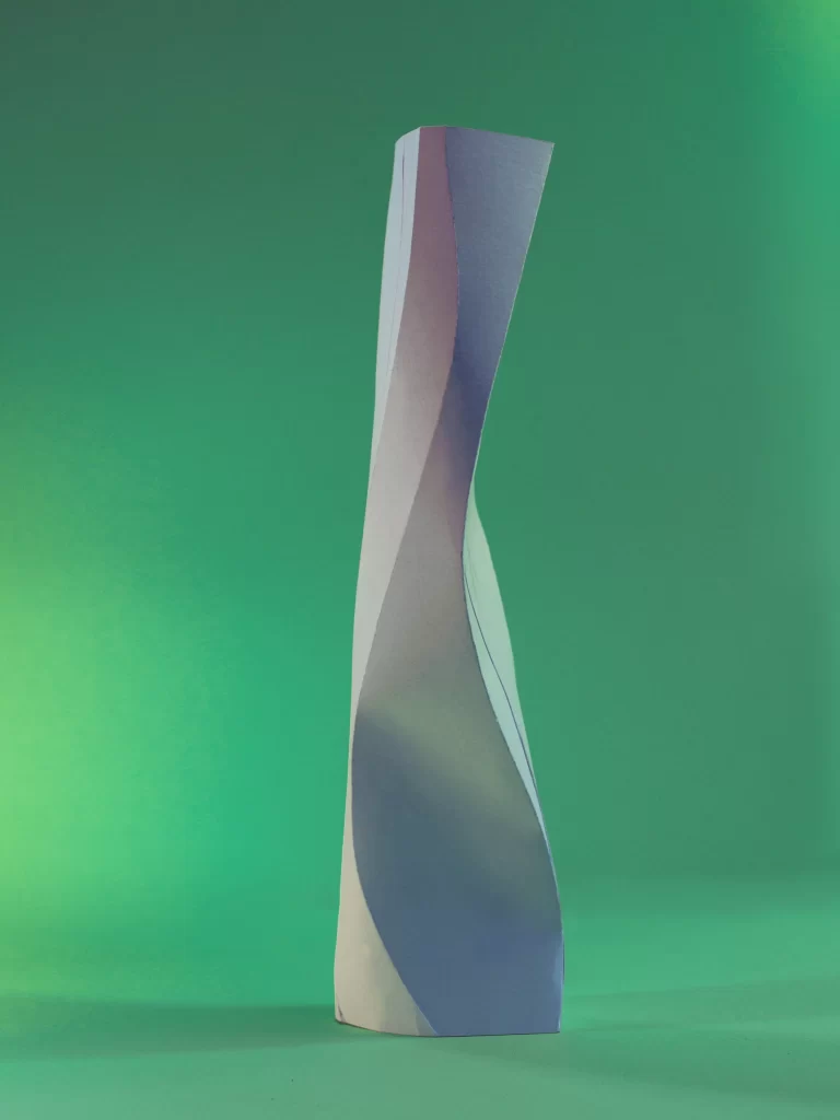 The Elysian Family are 5 sculptures made of paper inspired by Richard Serra's 1967 "Verb List" concept.