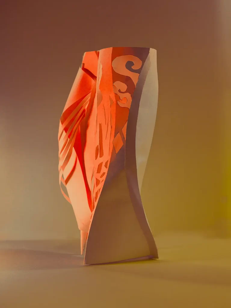 The Elysian Family are 5 sculptures made of paper inspired by Richard Serra's 1967 "Verb List" concept.