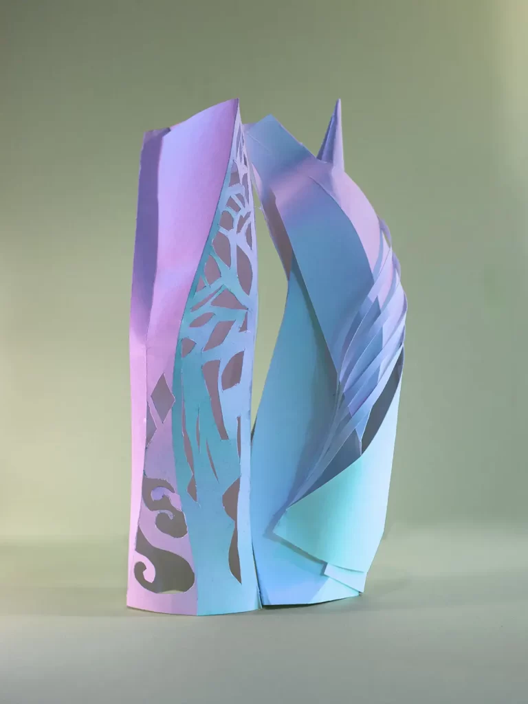 The Elysian Family are 5 sculptures made of paper inspired by Richard Serra's 1967 "Verb List" concept.