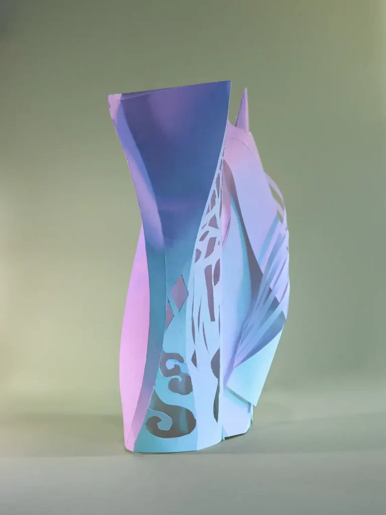 The Elysian Family are 5 sculptures made of paper inspired by Richard Serra's 1967 "Verb List" concept.