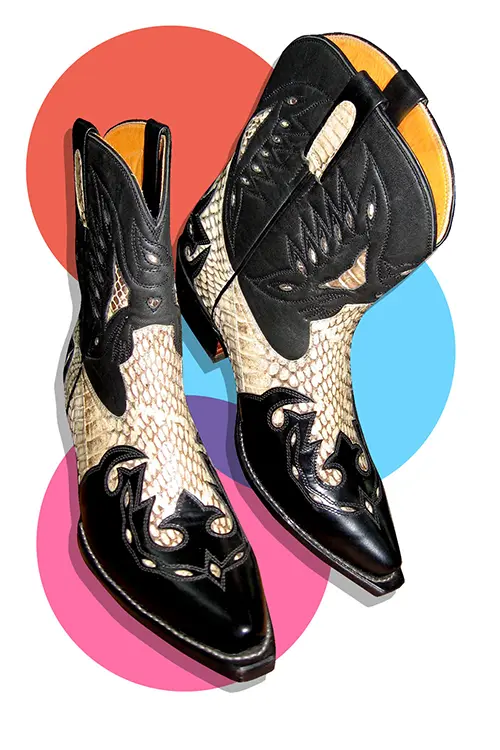 Cobra and Black Lambskin Men's Work Cowboy Boots.