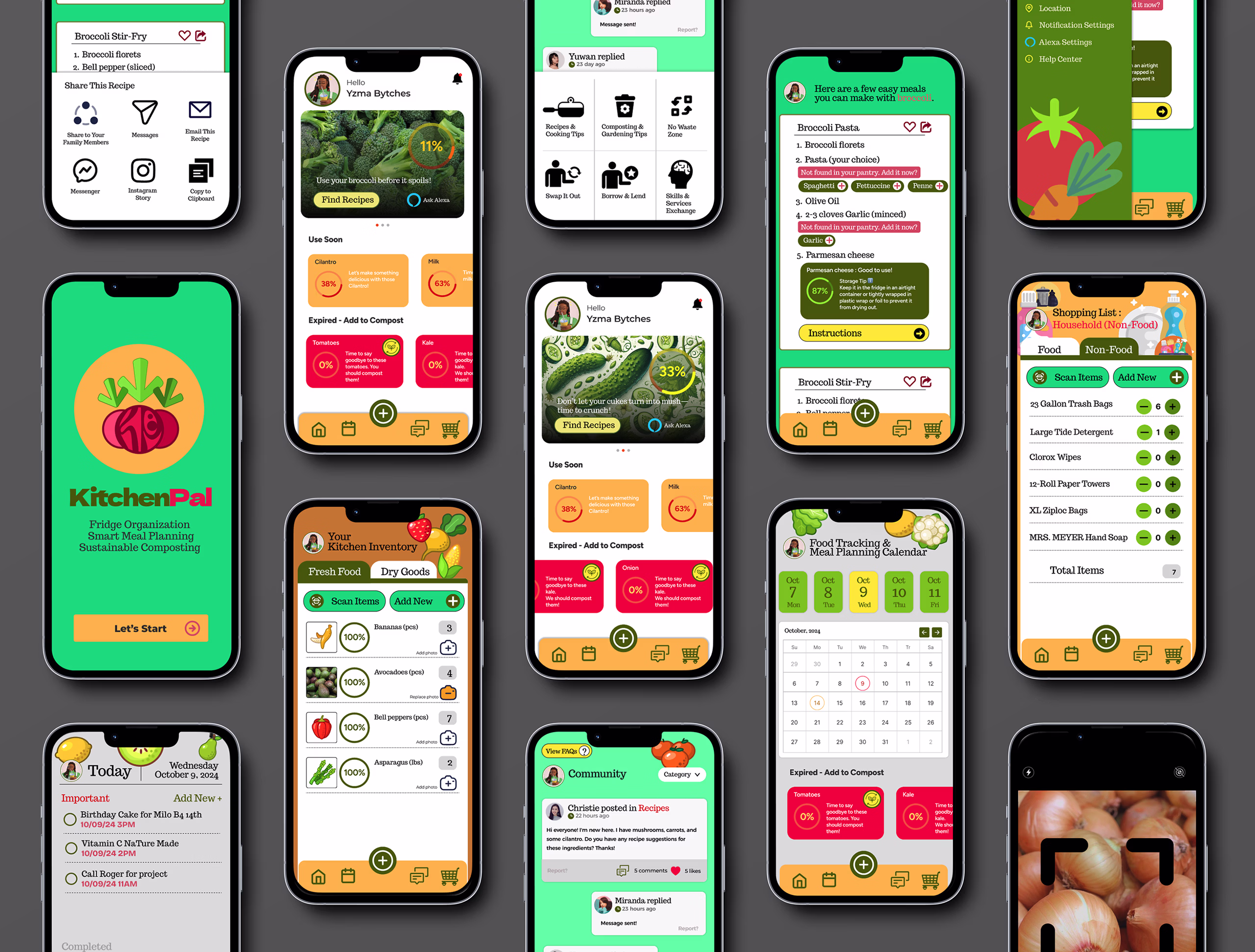 Screenshots of KitchenPal Mobile App